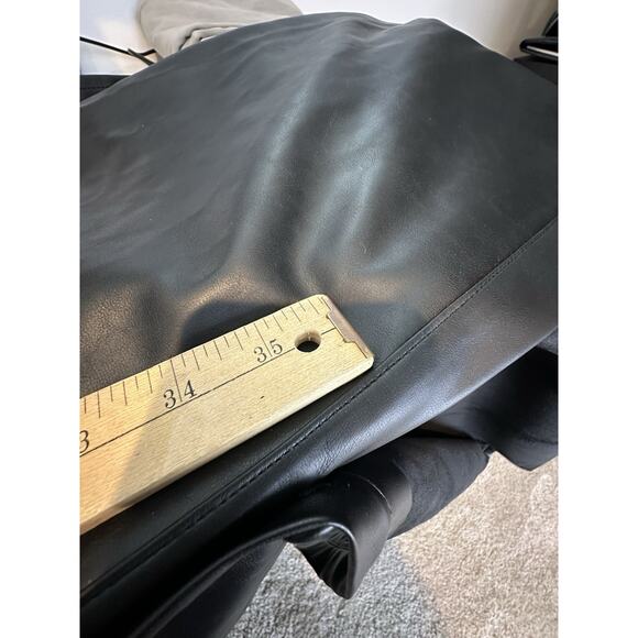 Evereve Medium Women Black Vegan Faux Leather Button Up Midi Dress Trench CLT - Picture 11 of 14